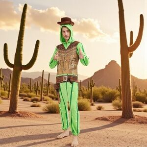 Yeehaw! Snuggle up in this Cactus Cowboy Pajama Suit - Perfect for Parties!